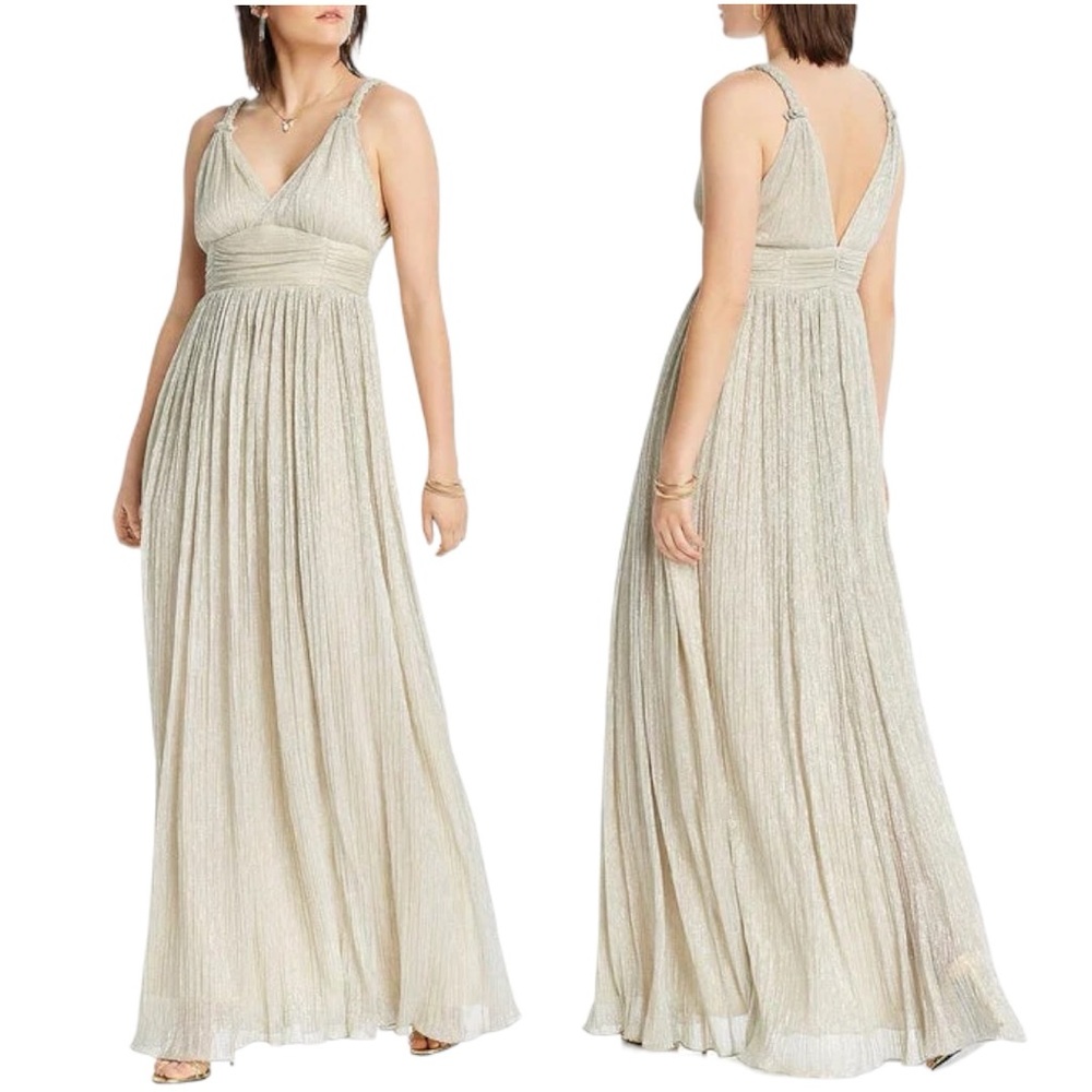 LINI Katherine Metallic Textured Evening Formal Maxi Dress NWT